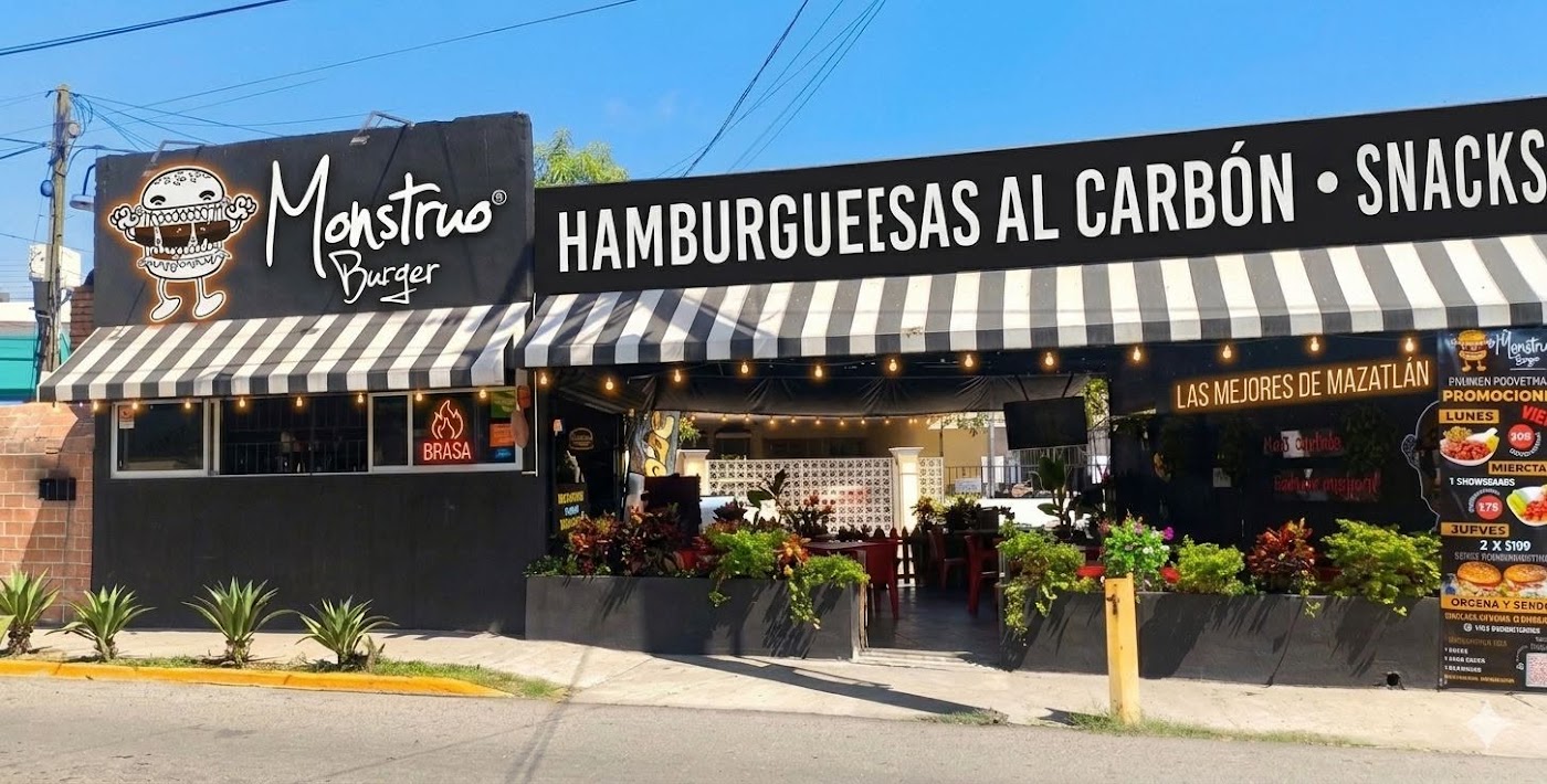 Monstruo Burger al carbón "flamingos"