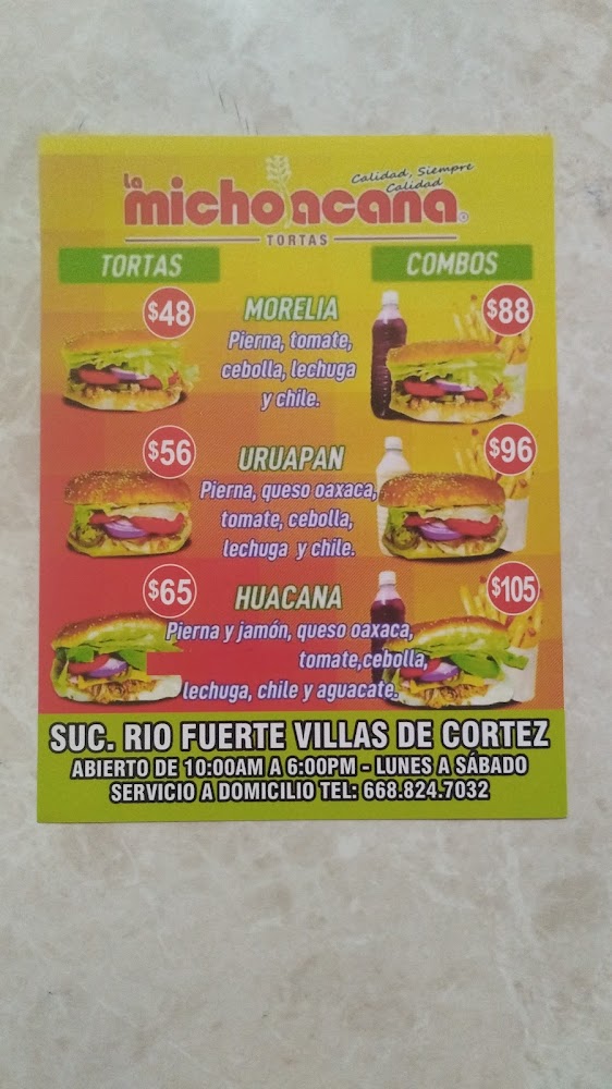 Tortas La Michoacana sucursal RIO FUERTE