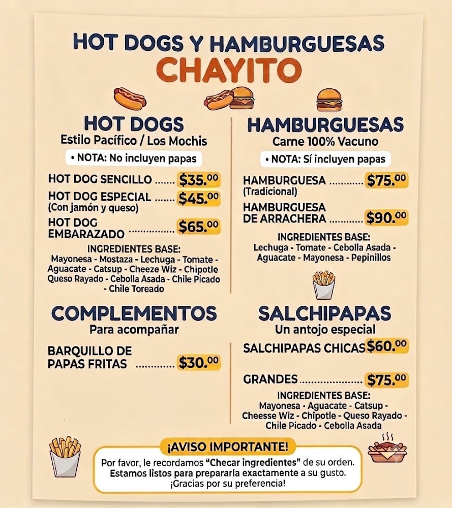 Hot Dogs y Hamburguesas “Chayito”
