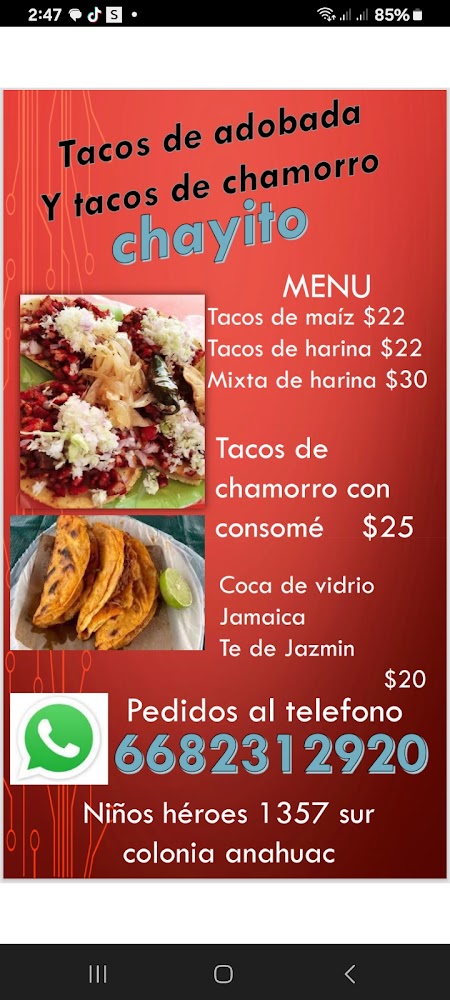 Tacos de adobada chayito