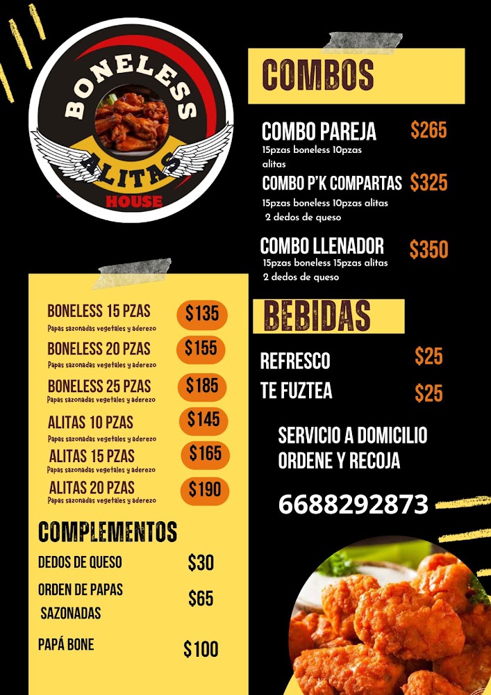Boneless y alitas house