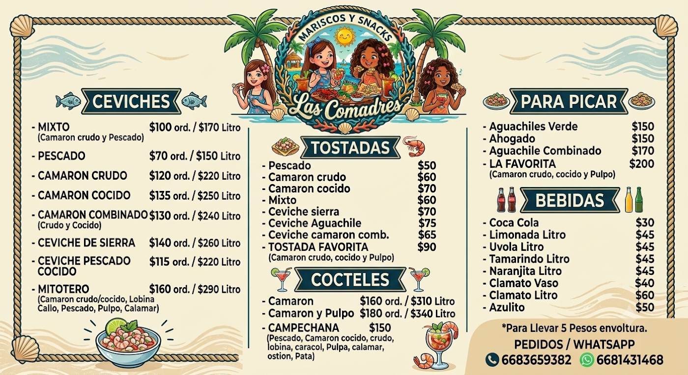 Mariscos y snacks las comadres