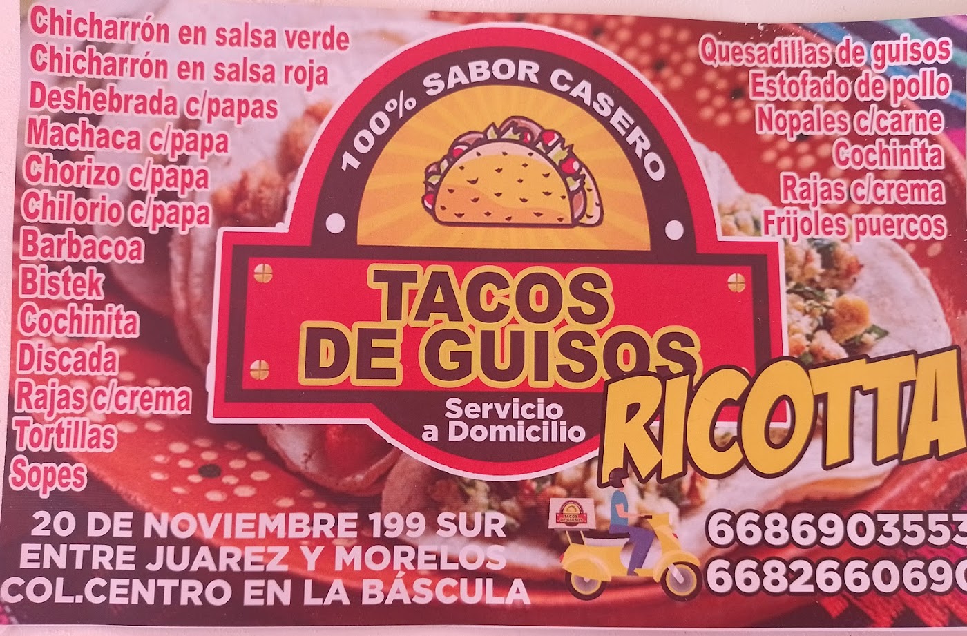 Tacos de guisos ricotta