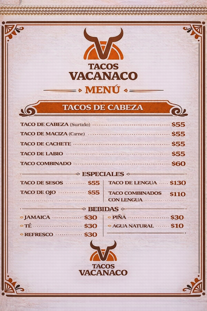 Tacos de cabeza vacanaco