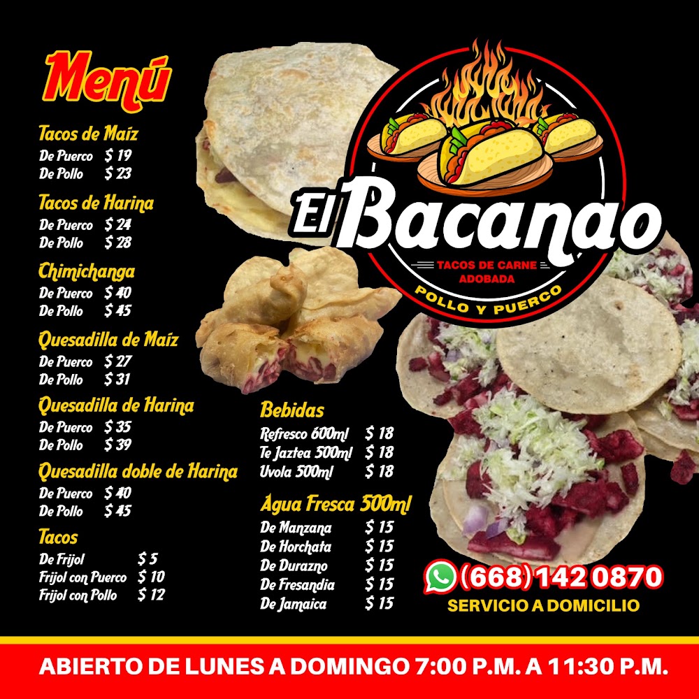 Tacos El bacanao Adobados
