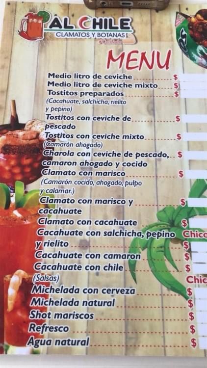 Al Chile clamatos botanas y mariscos