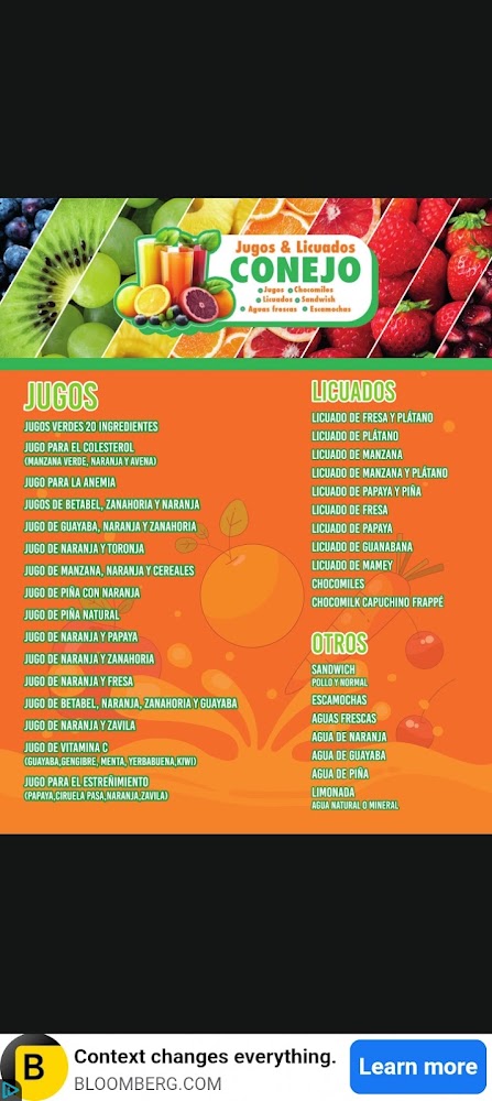 Jugos y licúados conejo