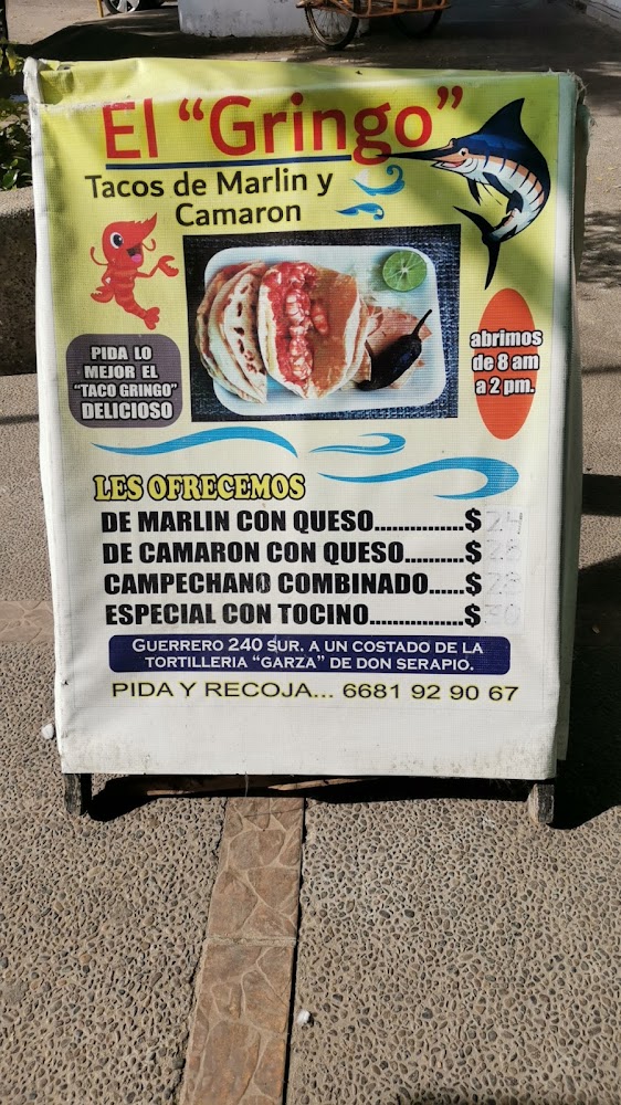 El Gringo tacos de marlin Camaron